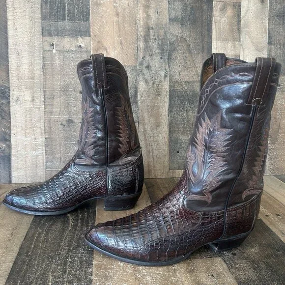 Tony Lama Vintage Caiman Western Cowboy Boots Mens 13 D - Picture 3 of 12